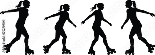 Silhouette of a running woman, a dynamic vector illustration of a fit person