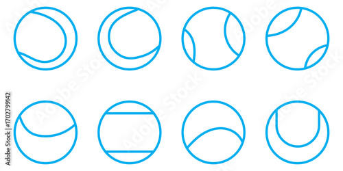 Sports outline icons-Tennis balls. Collection of tennis ball icons in outline styles. Ideal for sports, fitness, and recreational-themed designs.