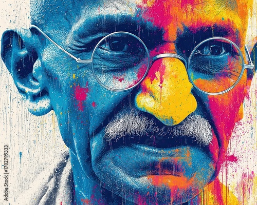 Happy Gandhi Jayanti 2nd October. Abstract vector design featuring Mahatma Gandhi, Indian freedom fighter known as Bapu