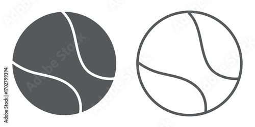 Sports outline icons-Tennis balls. Collection of tennis ball icons in outline styles. Ideal for sports, fitness, and recreational-themed designs.