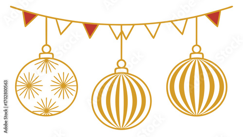 Gold Christmas Ornaments Bunting bauble decoration