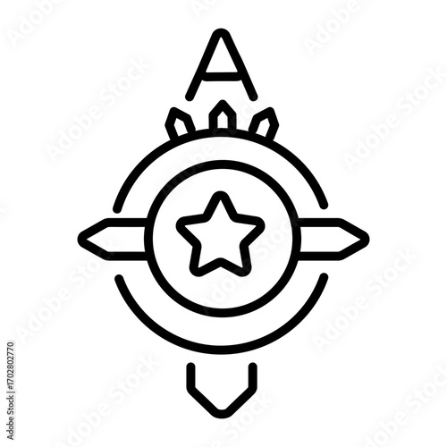 A linear icon depicting a gaming badge