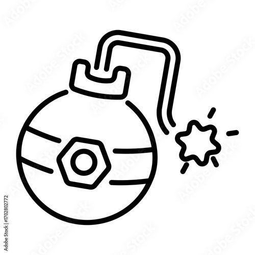 A linear icon showing an explosive bomb