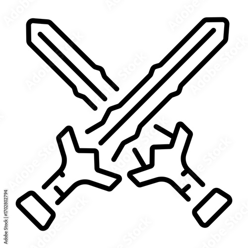 A linear style icon representing a sword