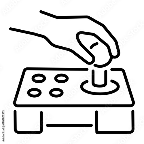A linear icon representing an arcade joystick