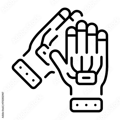 A line style icon depicting gaming gloves