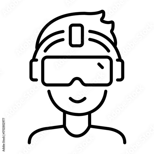A line style icon representing a vr headset