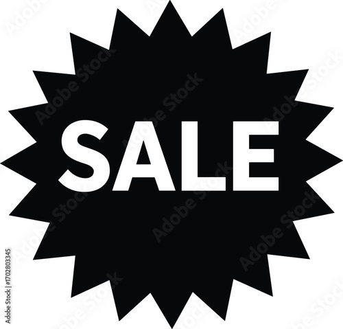 Sale badge icon, promotional starburst, discount label, marketing sticker, sale sign