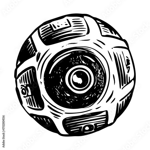 A sketchy style illustration representing panoramic camera