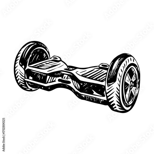 A glyph style illustration depicting hoverboard