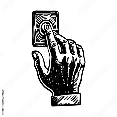 A vintage style illustration showing touchscreen