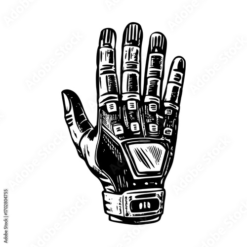 A vintage style illustration showing smart glove