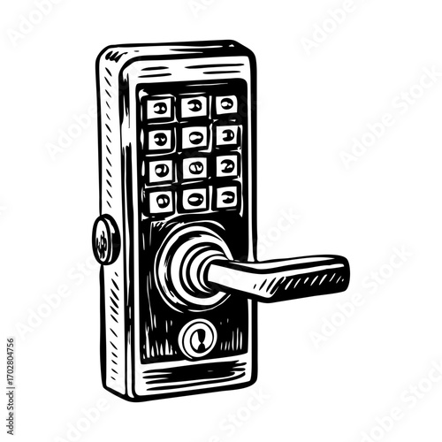A sketchy style illustration representing smart lock