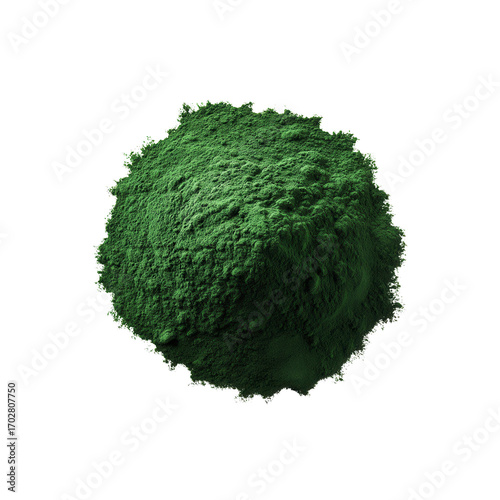 Aerial View of a Pile of Spirulina Powder on Black Background