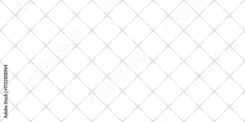 Diamond grid seamless pattern. Subtle gray and white geometric texture with diagonal crossing lines, square lattice, net, mesh, grill. Simple abstract minimal background. Repeated minimalist design