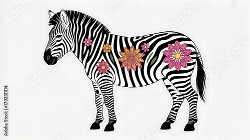 Zebra with Mandala Floral Patterns Decorative