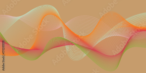Blue and orange wavy lines create a vibrant, abstract vector background with a flowing motion design. Orange artistic vector illustration with abstract sun and wave patterns
