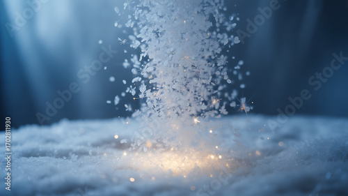 White Glittering Sparkles with Golden Glow Icy Blue