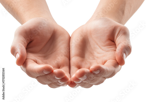 Two hands cupped, palms upward, light skin tone