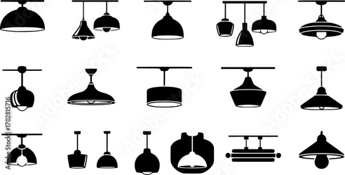 Pendant lamps svg, Ceiling lamp svg, Pendant lamps silhouette, Ceiling lamp silhouette, Pendant lamp logo, Lamp silhouette, Pendant light icon, Ceiling lamp icon, Pendant lamps vector set