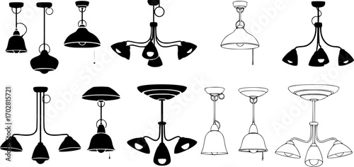 Pendant lamps svg, Ceiling lamp svg, Pendant lamps silhouette, Ceiling lamp silhouette, Pendant lamp logo, Lamp silhouette, Pendant light icon, Ceiling lamp icon, Pendant lamps vector set