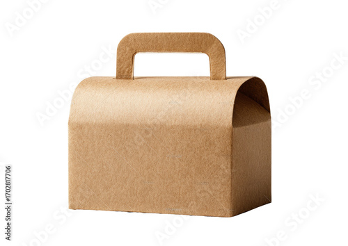 Light brown paper lunchbox with arched top and handle