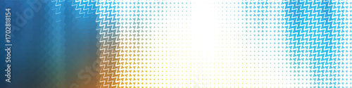 Abstract digital background with glowing blue and gold grid pattern and bright light on the right side