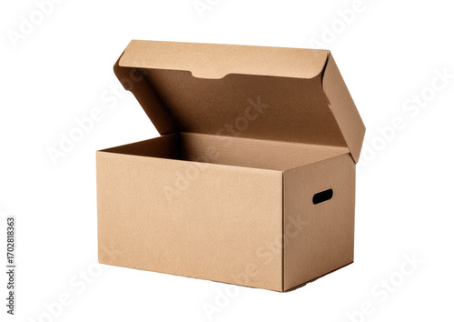 Open cardboard storage box