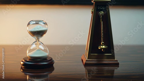 Time's Passage An Hourglass and Metronome Reflecting the Fleeting Nature of Time