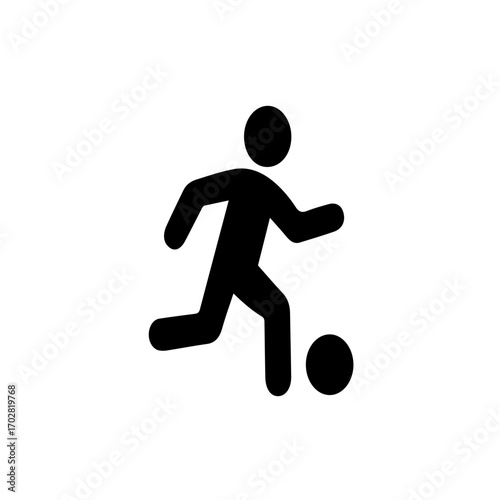 Soccer Icon – Vector Silhouette of Player Kicking Ball
. Minimalist vector silhouette of a stickman playing soccer, perfect for sports graphics, infographics, apps, and fitness-related