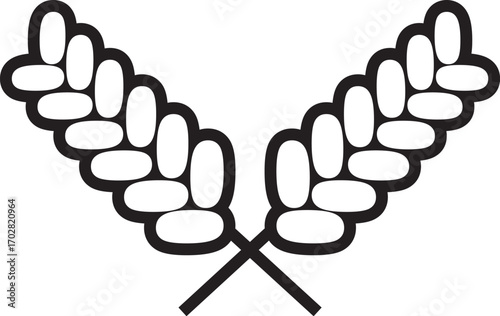 Vector icon of two crossed wheat ears, a symbol for bread, flour, and artisanal baked goods. Ideal for logos, labels, or packaging.