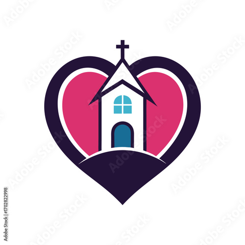Gods House in Heart Peaceful Aura on White Background
