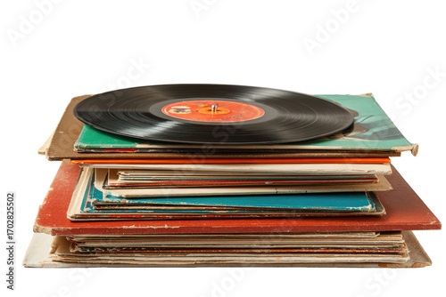 Stacked vintage vinyl records