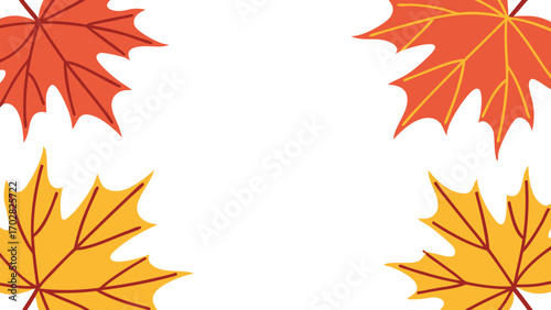 Red yellow maple leaves in corners autumn fall