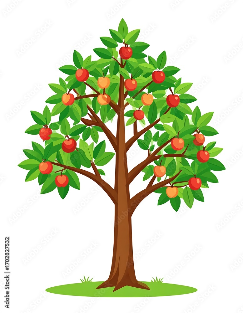 Naklejka premium Vibrant apple tree illustration (1)