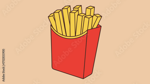 Minimalist french fries in red box flat design food fast