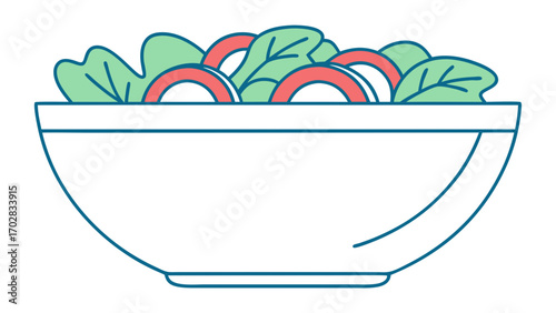 Minimalist a salad bowl with lettuce tomato slices food healthy