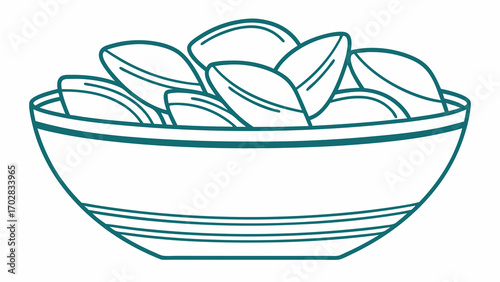 Teal outline potato chips in a bowl snack food