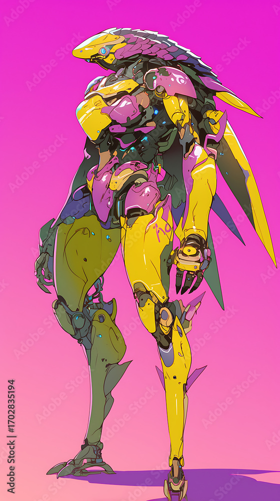 Fototapeta premium Futuristic robot pangolin man, Iconic pangolin Vertical background