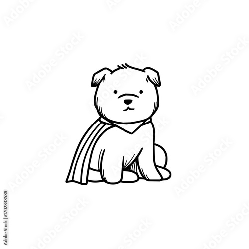 Cute superhero dog illustration vector art drawing puppy with cape animal pet cartoon graphic design artwork