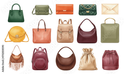 Watercolor Fashion Bags and Purses Collection