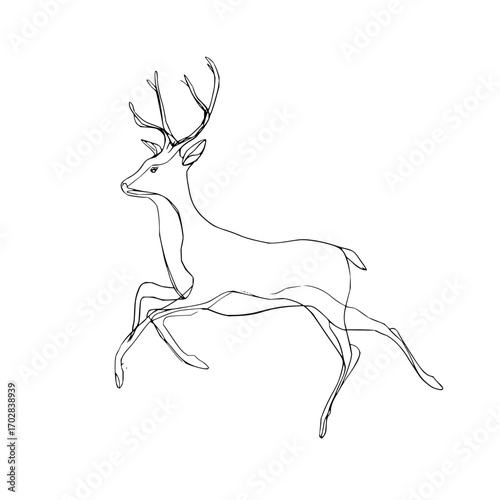 Elegant deer line art drawing vector illustration for christmas and winter holiday season design projects