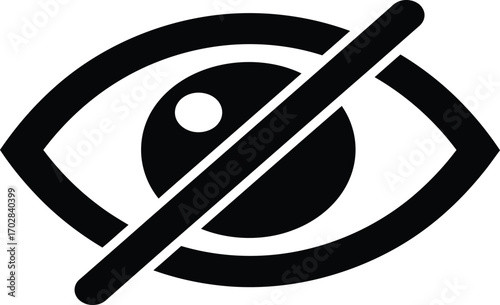 invisible eye. an icon depicting an eye with a diagonal line through it. This icon generally represents "hidden," "invisible," "inaccessible," or "invisible"