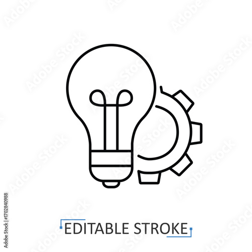 A new ideas icon in minimalist style with editable stroke. Innovation symbol, light bulb element, creativity object, technology concept, engineering pictogram, solution design