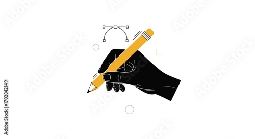 Elegant depiction of a hand holding a pencil ready for creative digital drawing process