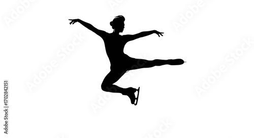 Elegant figure skating silhouette against a pristine backdrop showcasing grace and athleticism