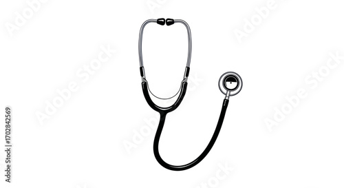 Medical stethoscope illustration for diagnostic healthcare assessment and examination of patients