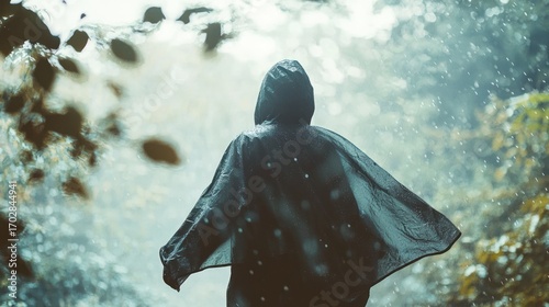 Person in rain poncho