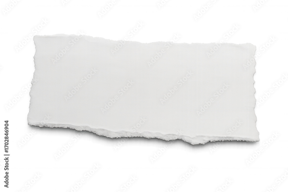 Obraz premium Horizontal blank white torn paper piece with transparent background, useful for graphic design and collages