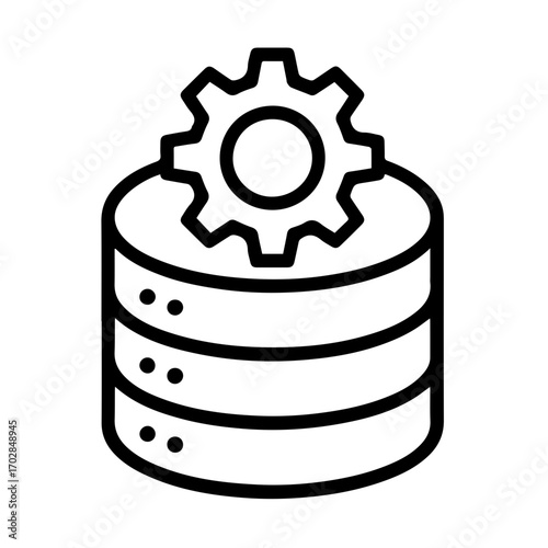 Database icon with gear symbolizing data management and system operation